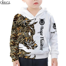 Load image into Gallery viewer, 3D Kids &quot;Boar Hunter&quot; White T-shirt, Hoodie, Sweatshirt or Shorts