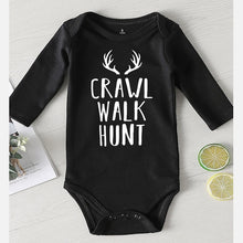 Load image into Gallery viewer, Baby &quot;Crawl Walk Hunt&quot; Jumpsuit (Long or Short sleeve)