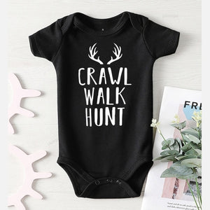 Baby "Crawl Walk Hunt" Jumpsuit (Long or Short sleeve)