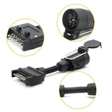 Load image into Gallery viewer, 7 Pin Trailer Connector Plug Adaptor Round Female to Flat Male