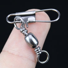 Load image into Gallery viewer, 50 Pack Stainless steel Bearing Swivel with Snap Fishhook